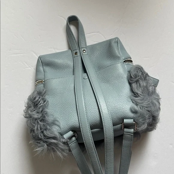 NWOT Kara Small Shearling Sky Blue Backpack display picture 1